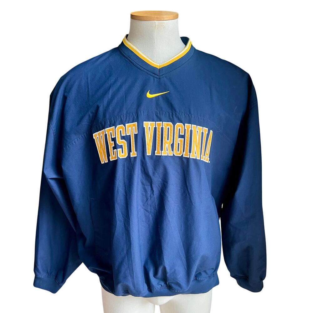 vintage Nike blue West Virginia Mountaineers v-neck pullover jacket Size L
